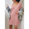 image:imageEkouaer Womens Tshirt Nightgown Cotton V Neck Sleepshirts Comfy Casual Nightshirt for WomenMisty Pink