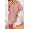 image:imageEkouaer Womens Tshirt Nightgown Cotton V Neck Sleepshirts Comfy Casual Nightshirt for WomenMisty Pink