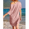 image:imageEkouaer Womens Tshirt Nightgown Cotton V Neck Sleepshirts Comfy Casual Nightshirt for WomenMisty Pink
