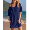 image:imageEkouaer Womens Tshirt Nightgown Cotton V Neck Sleepshirts Comfy Casual Nightshirt for WomenNavy Blue