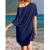 image:imageEkouaer Womens Tshirt Nightgown Cotton V Neck Sleepshirts Comfy Casual Nightshirt for WomenNavy Blue