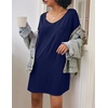 image:imageEkouaer Womens Tshirt Nightgown Cotton V Neck Sleepshirts Comfy Casual Nightshirt for WomenNavy Blue
