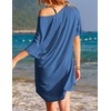 image:imageEkouaer Womens Tshirt Nightgown Cotton V Neck Sleepshirts Comfy Casual Nightshirt for WomenPeacock Blue