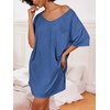image:imageEkouaer Womens Tshirt Nightgown Cotton V Neck Sleepshirts Comfy Casual Nightshirt for WomenPeacock Blue