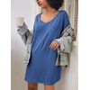image:imageEkouaer Womens Tshirt Nightgown Cotton V Neck Sleepshirts Comfy Casual Nightshirt for WomenPeacock Blue