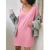 image:imageEkouaer Womens Tshirt Nightgown Cotton V Neck Sleepshirts Comfy Casual Nightshirt for WomenPink