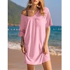 image:imageEkouaer Womens Tshirt Nightgown Cotton V Neck Sleepshirts Comfy Casual Nightshirt for WomenPink