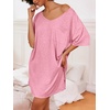 image:imageEkouaer Womens Tshirt Nightgown Cotton V Neck Sleepshirts Comfy Casual Nightshirt for WomenPink