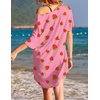 image:imageEkouaer Womens Tshirt Nightgown Cotton V Neck Sleepshirts Comfy Casual Nightshirt for WomenPink Strawberry