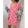 image:imageEkouaer Womens Tshirt Nightgown Cotton V Neck Sleepshirts Comfy Casual Nightshirt for WomenPink Strawberry