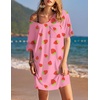 image:imageEkouaer Womens Tshirt Nightgown Cotton V Neck Sleepshirts Comfy Casual Nightshirt for WomenPink Strawberry
