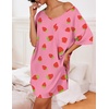 image:imageEkouaer Womens Tshirt Nightgown Cotton V Neck Sleepshirts Comfy Casual Nightshirt for WomenPink Strawberry