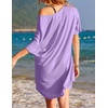 image:imageEkouaer Womens Tshirt Nightgown Cotton V Neck Sleepshirts Comfy Casual Nightshirt for WomenPurple