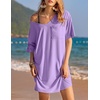 image:imageEkouaer Womens Tshirt Nightgown Cotton V Neck Sleepshirts Comfy Casual Nightshirt for WomenPurple