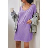 image:imageEkouaer Womens Tshirt Nightgown Cotton V Neck Sleepshirts Comfy Casual Nightshirt for WomenPurple