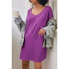 image:imageEkouaer Womens Tshirt Nightgown Cotton V Neck Sleepshirts Comfy Casual Nightshirt for WomenRose Purple