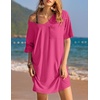 image:imageEkouaer Womens Tshirt Nightgown Cotton V Neck Sleepshirts Comfy Casual Nightshirt for WomenRose Red
