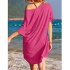 image:imageEkouaer Womens Tshirt Nightgown Cotton V Neck Sleepshirts Comfy Casual Nightshirt for WomenRose Red