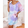 image:imageEkouaer Womens Tshirt Nightgown Cotton V Neck Sleepshirts Comfy Casual Nightshirt for WomenTie Dye