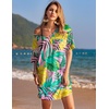 image:imageEkouaer Womens Tshirt Nightgown Cotton V Neck Sleepshirts Comfy Casual Nightshirt for WomenTropical Leaf