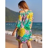 image:imageEkouaer Womens Tshirt Nightgown Cotton V Neck Sleepshirts Comfy Casual Nightshirt for WomenTropical Leaf