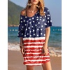 image:imageEkouaer Womens Tshirt Nightgown Cotton V Neck Sleepshirts Comfy Casual Nightshirt for WomenUs Flag