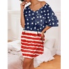 image:imageEkouaer Womens Tshirt Nightgown Cotton V Neck Sleepshirts Comfy Casual Nightshirt for WomenUs Flag