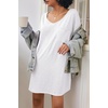 image:imageEkouaer Womens Tshirt Nightgown Cotton V Neck Sleepshirts Comfy Casual Nightshirt for WomenWhite