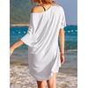 image:imageEkouaer Womens Tshirt Nightgown Cotton V Neck Sleepshirts Comfy Casual Nightshirt for WomenWhite