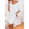 image:imageEkouaer Womens Tshirt Nightgown Cotton V Neck Sleepshirts Comfy Casual Nightshirt for WomenWhite