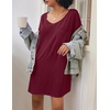 image:imageEkouaer Womens Tshirt Nightgown Cotton V Neck Sleepshirts Comfy Casual Nightshirt for WomenWine Red