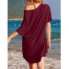 image:imageEkouaer Womens Tshirt Nightgown Cotton V Neck Sleepshirts Comfy Casual Nightshirt for WomenWine Red