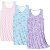 image:imageEkouaer 3 Pack Nightgowns for Women Sleeveless Sleepwear Button Down Nightshirt Wide Strap Tank Sleep Shirt S3XLButterflyheartspink Print