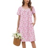 image:imageEkouaer Cotton Nightgowns for Women Pleated Button Night Gowns Victorian Sleep Shirts Ladies House Dress with Pockets