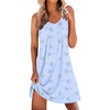 image:imageEkouaer Cotton Nightgowns for Women Sleeveless Night Gown Tank Sleep Shirts Pleated Night Shirts V Neck ChemiseFloral Blue