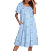 image:imageEkouaer House Dress for Women with Pockets Short Sleeve Moo Moos Plus Size Nightgowns Floral Print Mumu DressesFloral Light Blue
