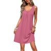 image:imageEkouaer Nightgowns for Women Bamboo Viscose Night Gown Sleeveless Sleep Shirts Tank Sleep Dress Vneck SleepwearCherry Red