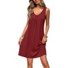 image:imageEkouaer Nightgowns for Women Bamboo Viscose Night Gown Sleeveless Sleep Shirts Tank Sleep Dress Vneck SleepwearDark Red