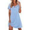image:imageEkouaer Nightgowns for Women Pleated Sleep Shirts Short Sleeve Night Shirts Comfy Ladies SleepdressLight Blue
