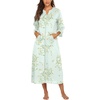 image:imageEkouaer Women Zipper Robe 34 Sleeves Loungewear Dress Full Length Sleepwear Pockets Housecoat Nightgown Long BathrobeFloral Light Green