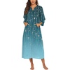 image:imageEkouaer Women Zipper Robe 34 Sleeves Loungewear Dress Full Length Sleepwear Pockets Housecoat Nightgown Long BathrobeSparkling Branches