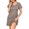 image:imageEkouaer Womens Cotton Nightgowns Soft Short Sleeve Sleep Shirts Printed Night Shirts Night DressLeopard