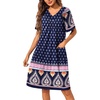 image:imageEkouaer Womens House Dress Floral Print Nightgown with Pockets Mumu DressNavy Boho