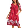 image:imageEkouaer Womens House Dress Floral Print Nightgown with Pockets Mumu DressRed
