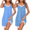 image:imageEkouaer Womens Nightgown 2 Pack Nightgown V Neck Lace Sleepwear Sleeveless Chemise Womens nightgowns amp sleepshirts SXXLLight Blueblue Flower