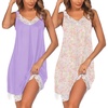 image:imageEkouaer Womens Nightgown 2 Pack Nightgown V Neck Lace Sleepwear Sleeveless Chemise Womens nightgowns amp sleepshirts SXXLLilacpink Flower