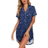 image:imageEkouaer Womens Nightgown Button Down Nightshirt V Neck Sleepshirt Short Sleeve Sleepwear Soft Pajama DressBlack Starry Sky