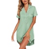 image:imageEkouaer Womens Nightgown Button Down Nightshirt V Neck Sleepshirt Short Sleeve Sleepwear Soft Pajama DressLight Green