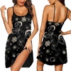 image:imageEkouaer Womens Nightgown Pj Dress for Women Adjustable Spaghetti Chemise Sleeveless V Neck SleepwearBlack Sun Print