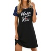 image:imageEkouaer Womens Nightgown Short Sleeve Night Dress Printed Sleepwear Soft Sleep Shirt S3XLBlackkiss